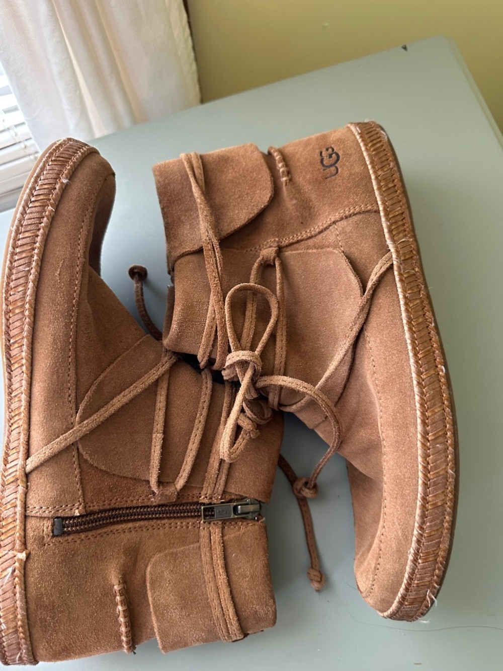 UGG moc style zip ankle boots, Chestnut, size 7.5 - Picture 4 of 8